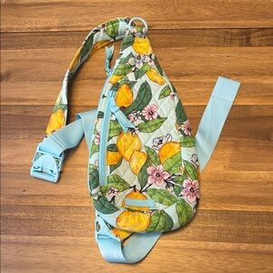 Vera Bradley Floral Lemon Print Sling Bag